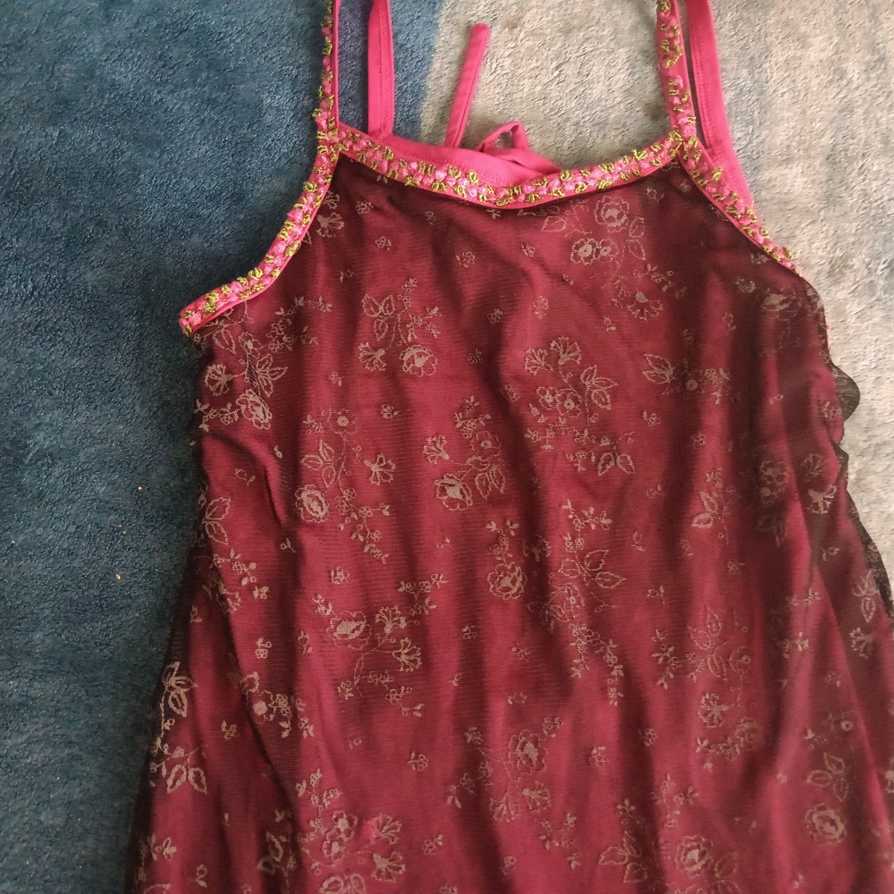 Vintage Y2k 90s Spaguetti Strap W/ Embroidered Flowers Mini Dress Gothic Fairy